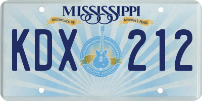 MS license plate KDX212