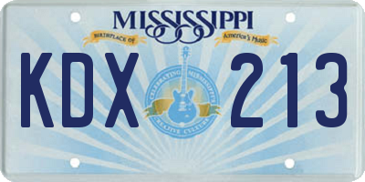 MS license plate KDX213