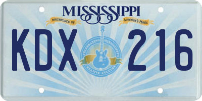 MS license plate KDX216