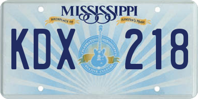 MS license plate KDX218