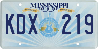 MS license plate KDX219