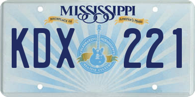 MS license plate KDX221