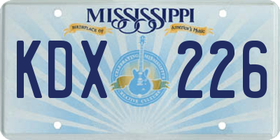 MS license plate KDX226