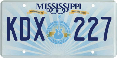 MS license plate KDX227