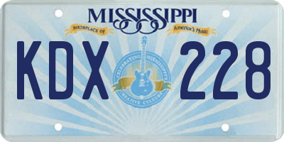 MS license plate KDX228