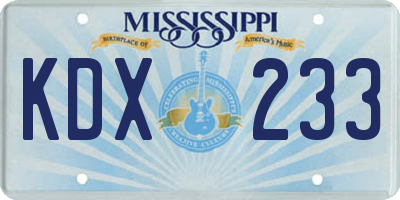 MS license plate KDX233