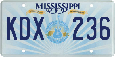 MS license plate KDX236