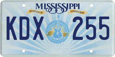 MS license plate KDX255