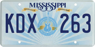 MS license plate KDX263