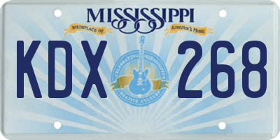 MS license plate KDX268