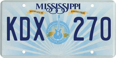 MS license plate KDX270