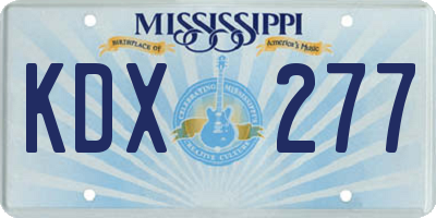 MS license plate KDX277