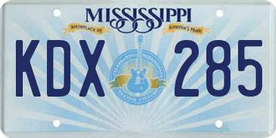 MS license plate KDX285