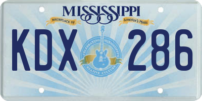 MS license plate KDX286