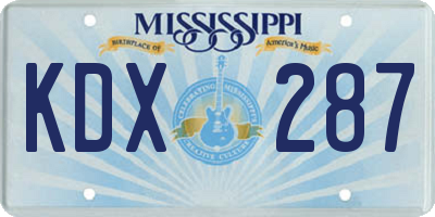 MS license plate KDX287