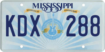 MS license plate KDX288