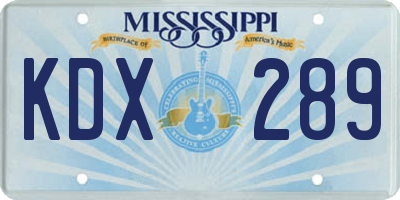 MS license plate KDX289