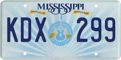 MS license plate KDX299