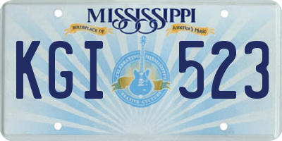 MS license plate KGI523