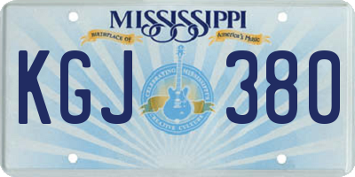MS license plate KGJ380
