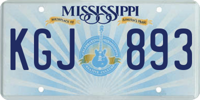 MS license plate KGJ893