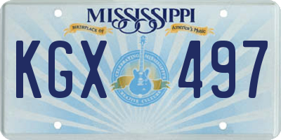 MS license plate KGX497