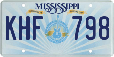 MS license plate KHF798