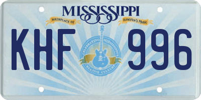 MS license plate KHF996