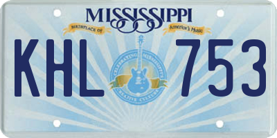 MS license plate KHL753