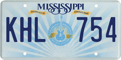 MS license plate KHL754