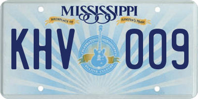 MS license plate KHV009