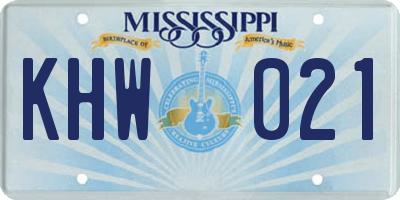 MS license plate KHW021