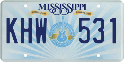 MS license plate KHW531