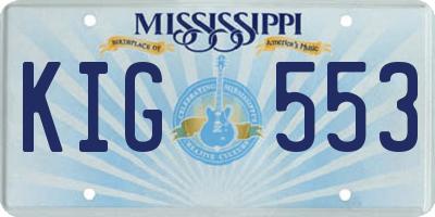 MS license plate KIG553