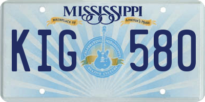 MS license plate KIG580