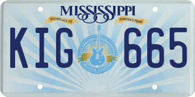 MS license plate KIG665