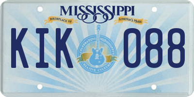 MS license plate KIK088