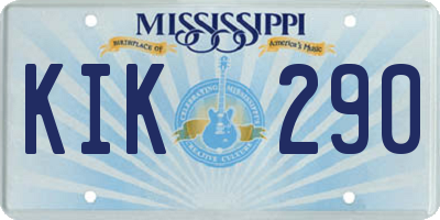 MS license plate KIK290