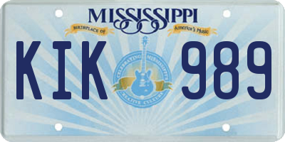 MS license plate KIK989