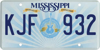MS license plate KJF932