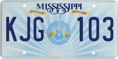 MS license plate KJG103