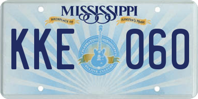 MS license plate KKE060