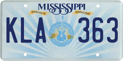 MS license plate KLA363