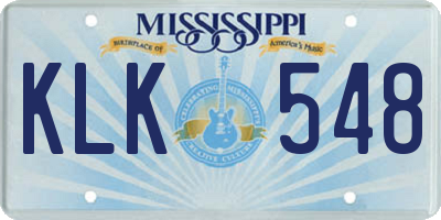 MS license plate KLK548