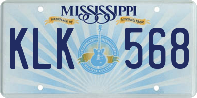 MS license plate KLK568