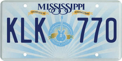 MS license plate KLK770