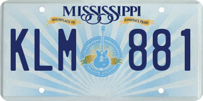 MS license plate KLM881
