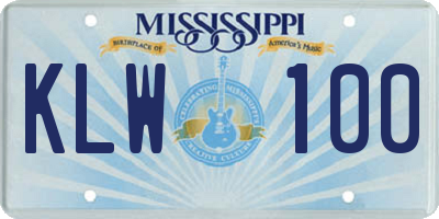 MS license plate KLW100
