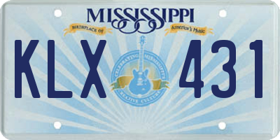 MS license plate KLX431