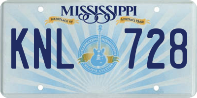 MS license plate KNL728